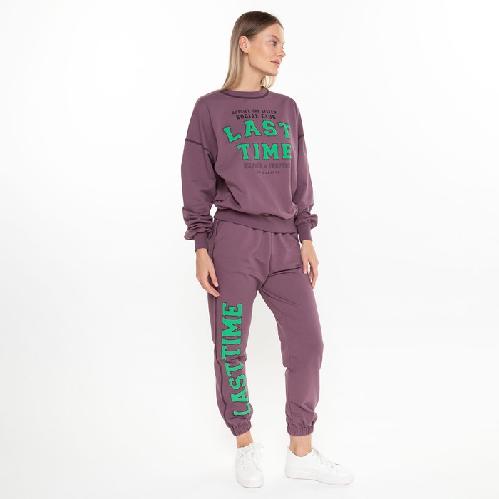 Костюм женский (свитшот/брюки), цвет тёмно-бордовый, размер 44-46 (M) 59118