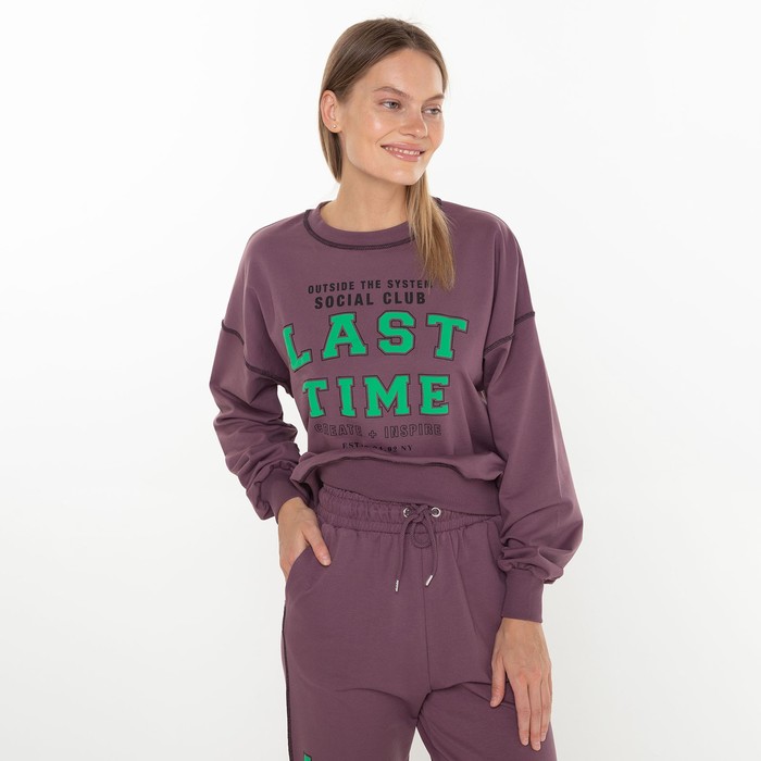 Костюм женский (свитшот/брюки), цвет тёмно-бордовый, размер 44-46 (M) 59118