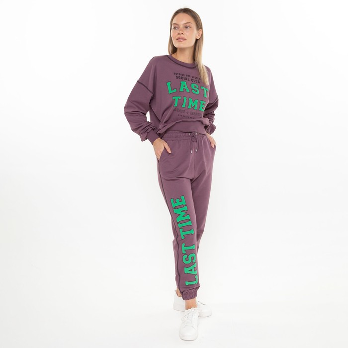 Костюм женский (свитшот/брюки), цвет тёмно-бордовый, размер 44-46 (M) 59118