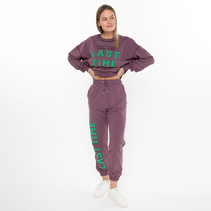 Костюм женский (свитшот/брюки), цвет тёмно-бордовый, размер 44-46 (M) 59118