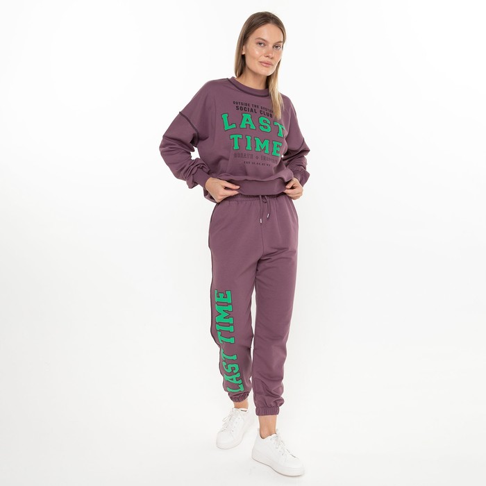 Костюм женский (свитшот/брюки), цвет тёмно-бордовый, размер 44-46 (M) 59118