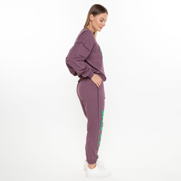 Костюм женский (свитшот/брюки), цвет тёмно-бордовый, размер 44-46 (M) 59118