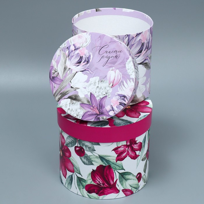 Набор шляпных коробок 5 в 1, упаковка подарочная, «Цветочный сад», 13 х 14 ‒ 19.5 х 22 см - фото 1907594961