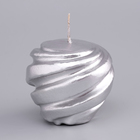 Свеча фигурная "Шар спиральный", 5,5х5,5 см, серебро - Фото 2