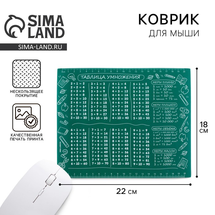 Коврик для мыши «Таблица умножения», 22×18 см - Фото 1
