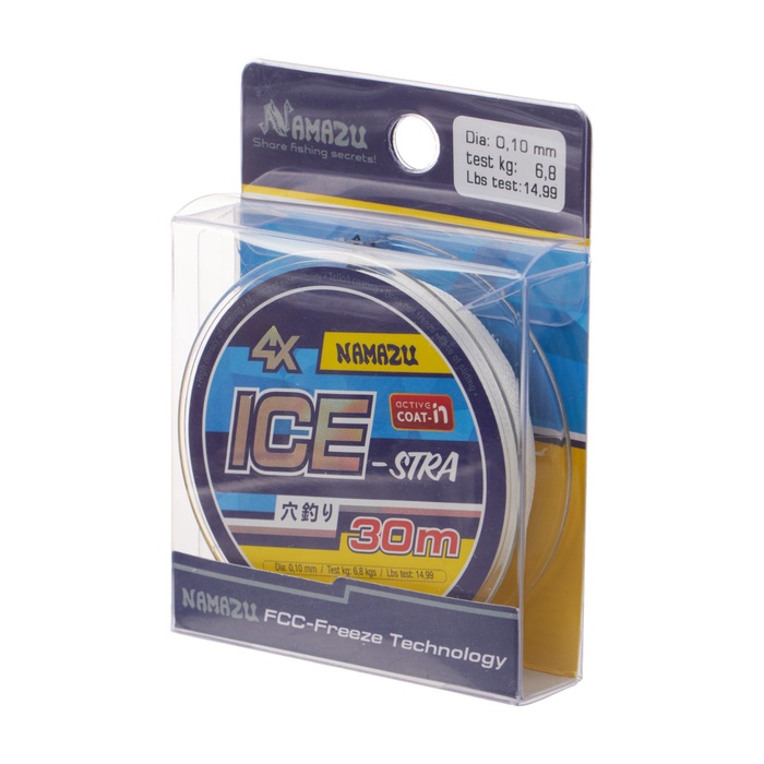 Шнур плетеный Namazu Ice-Stra 4Х, диаметр 0.10 мм, тест 6.8 кг, 30 м, белый - Фото 1
