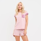 Пижама женская (футболка и шорты) KAFTAN "Pink" р. 44-46 - фото 7799342