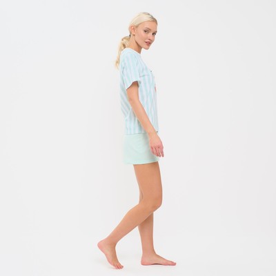 Пижама женская (футболка, шорты) KAFTAN Ice mint, размер 40-42