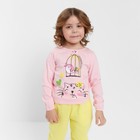 Джемпер для девочки, цвет розовый/котик, рост 116 см - фото 10153692