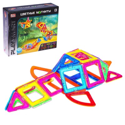 Конструктор магнитный «Цветные магниты», 40 деталей, уценка