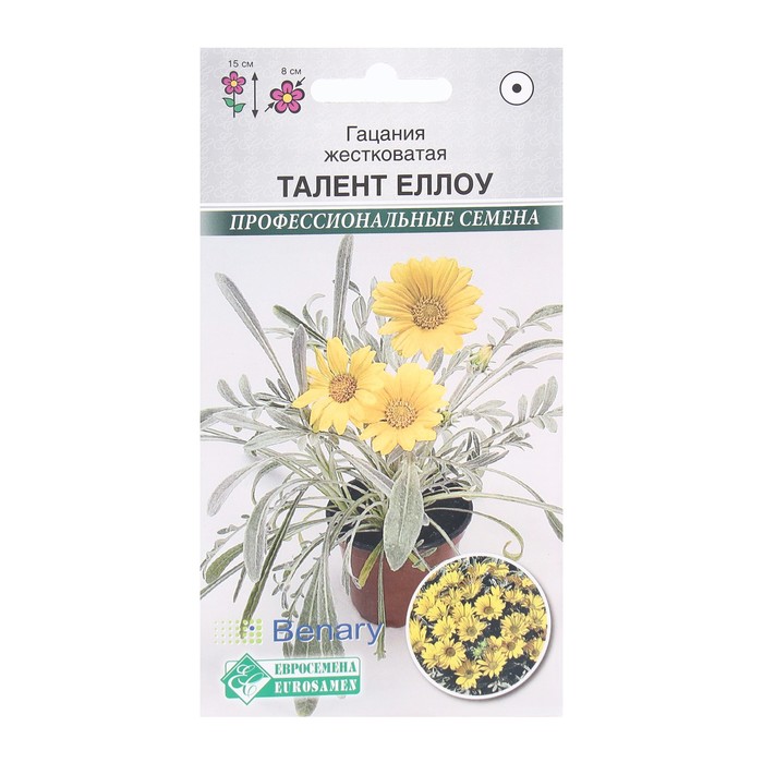 Семена Цветов Гацания жестковатая Талент Еллоу, для балкона, веранды, цветника, однолетник, низкорослая5 шт. - Фото 1