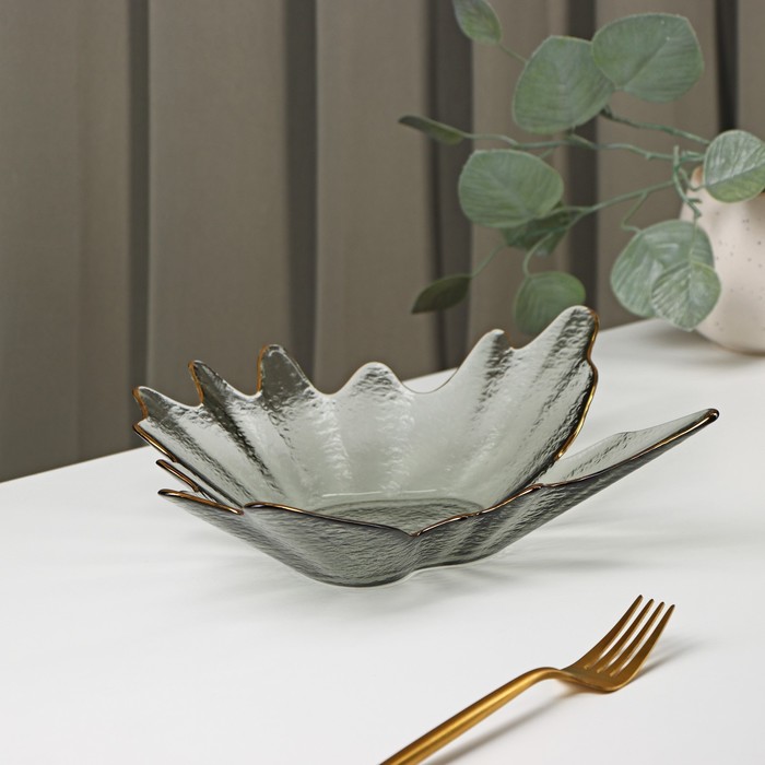Тарелка стеклянная сервировочная «Рени», 28×8 см, цвет серый - Фото 1