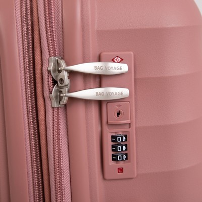 Чемодан средний 24", отдел на молнии, кодовый замок, цвет розовый