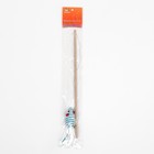 Дразнилка-удочка с мышью на деревянной ручке, голубая/белая - Фото 4