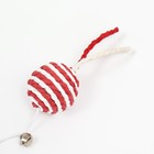 Дразнилка-удочка с шариком на деревянной ручке, бордовая/белая - Фото 3