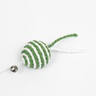 Дразнилка-удочка с шариком на деревянной ручке, зелёная/белая - фото 6770571