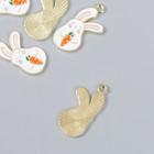 Декор для творчества металл, эмаль «Зайчонок с морковкой», 2.5?1.3 см (комплект 6 шт) - фото 24579553