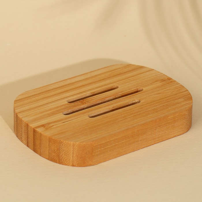 Мыльница деревянная «Soap», круглая, бамбук - фото 1885528971