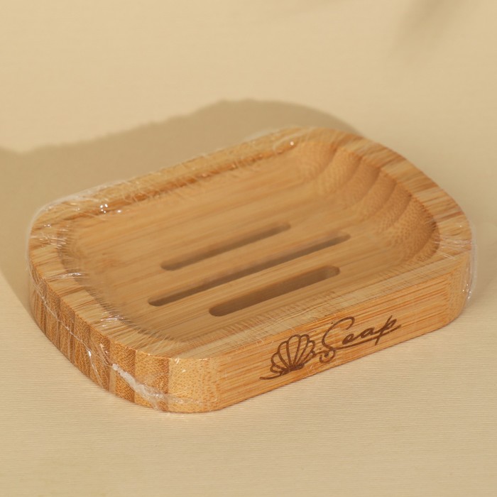 Мыльница деревянная «Soap», круглая, бамбук - фото 1885528973