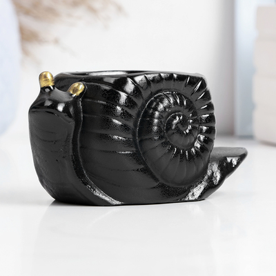 Декоративное кашпо для цветов «Улитка», 100 мл, 11×6×6 см, гипс, чёрное
