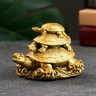 Фигура "3 черепахи" старое золото, 8х11х7см - фото 9816045