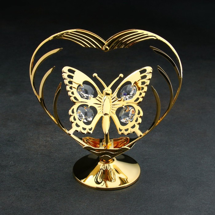 Сувенир "Сердце с бабочкой", с кристаллами - Фото 1