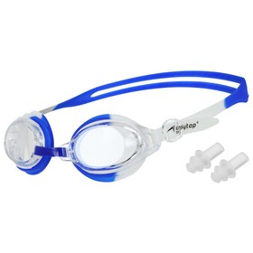 Очки для плавания детские ONLYTOP, беруши, цвет белый/синий