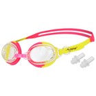 Очки для плавания детские ONLYTOP, беруши, цвет красный/жёлтый - фото 22881119