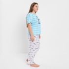 Комплект женский (футболка/брюки), цвет голубой/светло-серый, размер 46 - фото 33486474