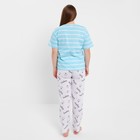 Комплект женский (футболка/брюки), цвет голубой/светло-серый, размер 46 - фото 33486477