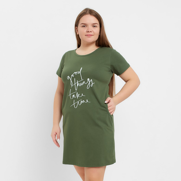 Ночная сорочка женская, цвет зелёный/принт, размер 50