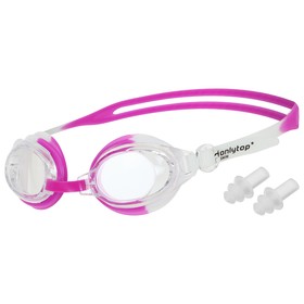 Очки для плавания детские ONLYTOP, беруши, цвет белый/розовый