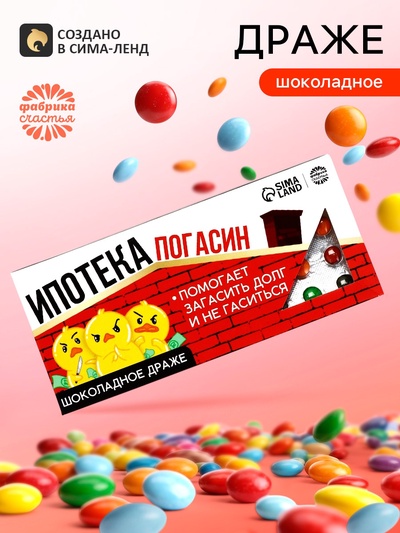 Драже шоколадное «Ипотека погасин» в блистере, 13 г