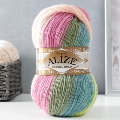 Пряжа для вязания спицами, крючком ALIZE, Angora Gold Batik, 20% шерсть, 80% акрил, 550 м/100 г, (6792)