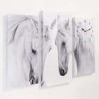 Часы-картина настенные, модульные "Лошади", бесшумные, 60 х 80 см, триптих - Фото 2