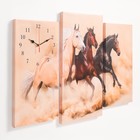 Часы настенные модульные, серия: Животные, "Лошади", 60 х 80 см - фото 9827023