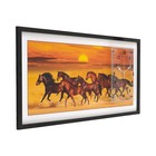 Часы-картина настенные, серия: Животные, "Стая лошадей", 50 х 100 см - фото 6771019