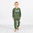 Пижама: лонгслив и брюки для мальчиков Basic, рост 86-92 см, цвет хаки - фото 109914518