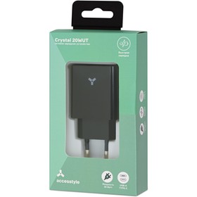 

Сетевое зарядное устройство Accesstyle Crystal 20WT, USB/USB -C, 3А, быстрая зарядка, черное