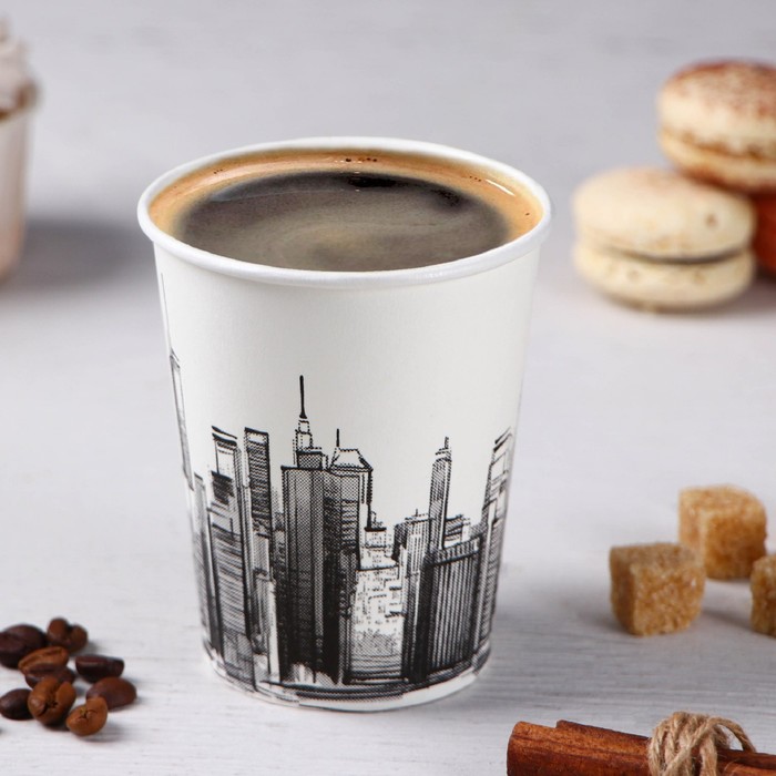 Стакан бумажный одноразовый «Город светлый», 250 мл, d=8 см - Фото 1