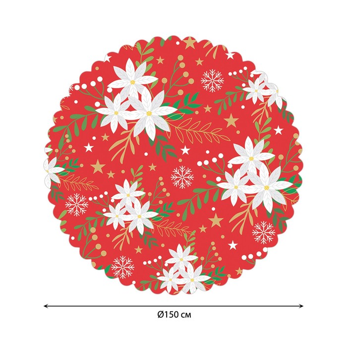 Скатерть на стол «Подснежники зимой», круглая, сатен, d = 150 см - Фото 1