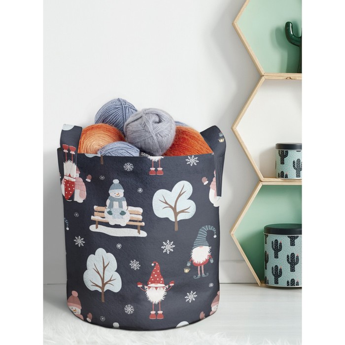 Текстильный мешок «Снеговик в шапочке», для хранения вещей и игрушек, размер 30х30 см, 18.9 л - Фото 1