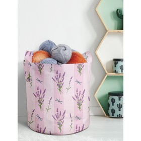 Текстильный мешок «Лаванда стрекоза на розовом фоне», для хранения вещей и игрушек, размер 30х30 см, 18.9 л