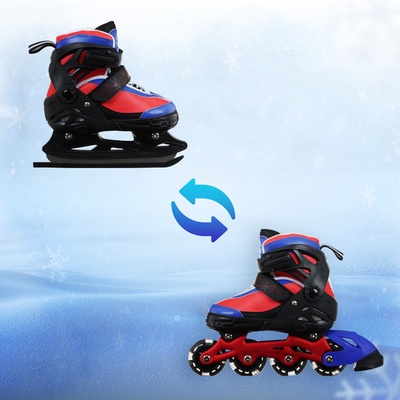 Коньки детские раздвижные Snow Cat, с роликовой платформой, р. 34-37