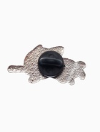 Значок «Кот» охотник, в прыжке, чёрный в серебре - Фото 2