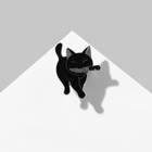 Значок «Кот» охотник, хитрый, цвет чёрный в серебре - фото 10941267