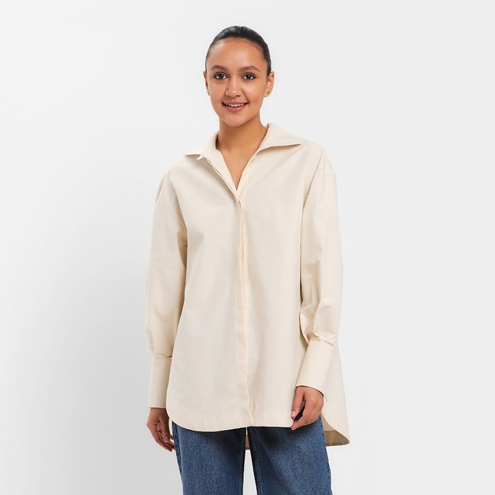 Рубашка женская с рукавами фонариками MINAKU: Casual Collection, размер 46, цвет молочный