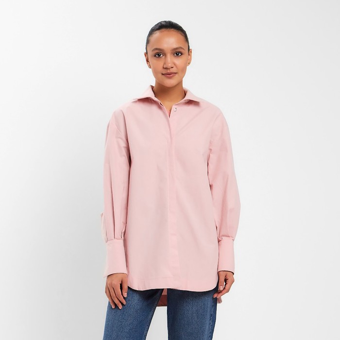 Рубашка женская с рукавами фонариками MINAKU: Casual Collection, размер 48, розовая