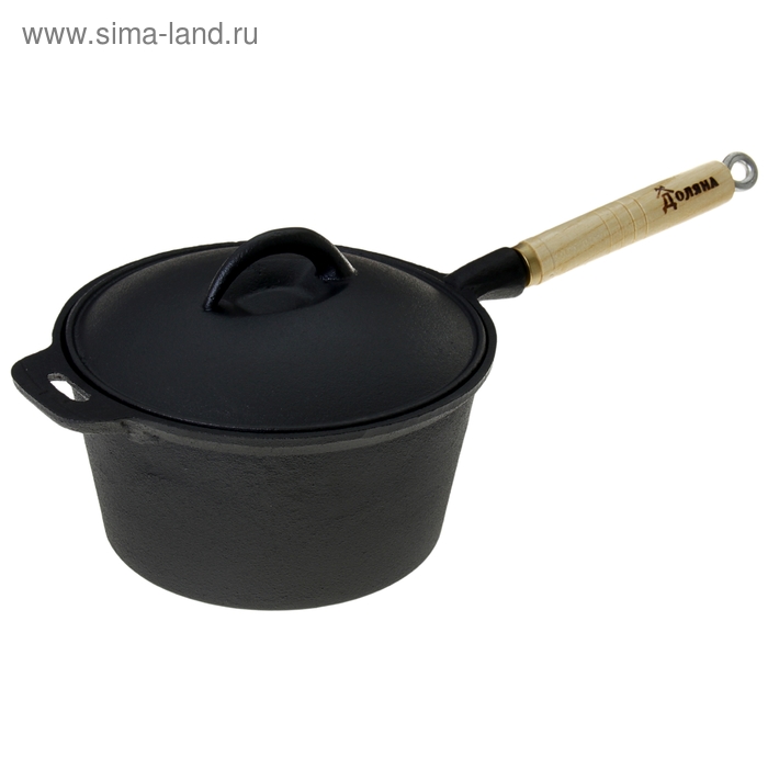 Сотейник чугунный Доляна «Эко», 1,5 л, 19×10 см, с крышкой - Фото 1