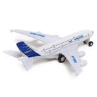 Самолёт металлический «Пассажирский», инерционный, световые и звуковые эффекты, цвет бело-синий - фото 3886832